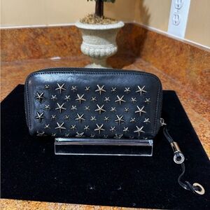 Jimmy Choo Black Wallet with Star Studs